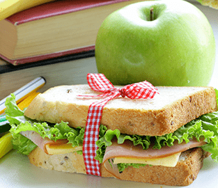 sandwich and apple