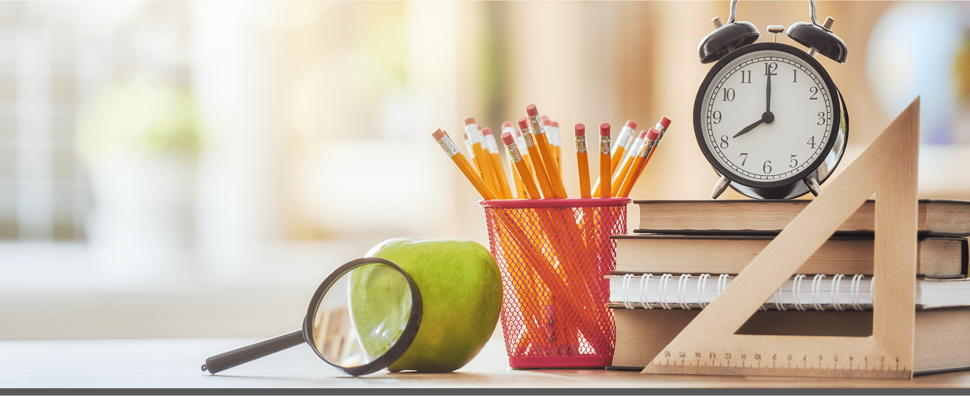 school supplies on a desk